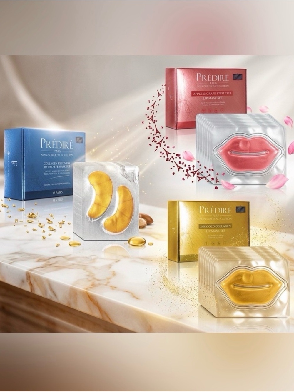 🔥Predire 24K Gold BUNDLE🔥 Lip Mask Set (12) & 2 Eye Mask Sets (20) -Retail $1500